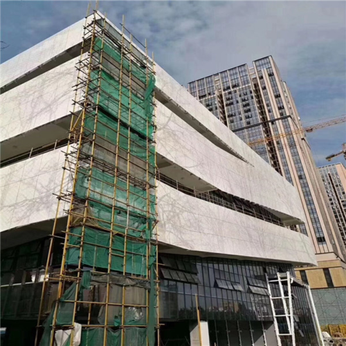厂家提供背景墙装饰艺术山水画不规则冲孔铝板效果图